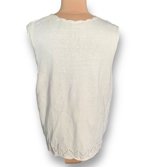 Vintage 90s Embroidered Printed Knit Sweater Vest Oatmeal Burgundy Dark Floral - Picture 4 of 12